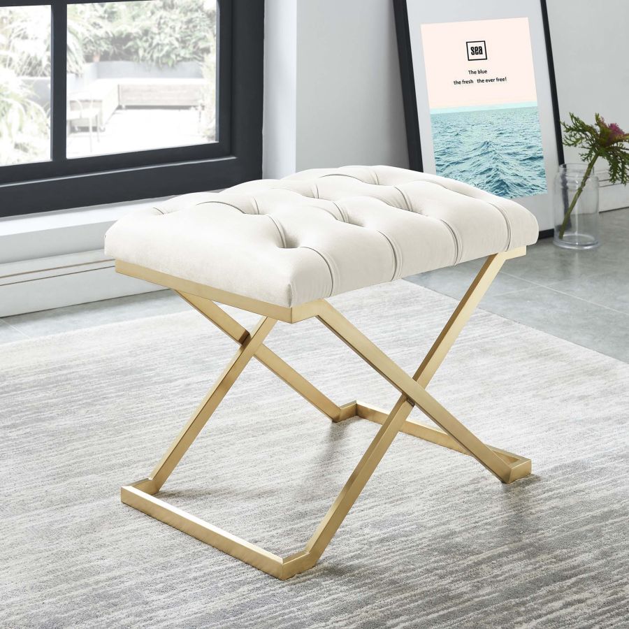 Rada Bench in Ivory - Gold 2 Rada Bench in Ivory - Gold 2