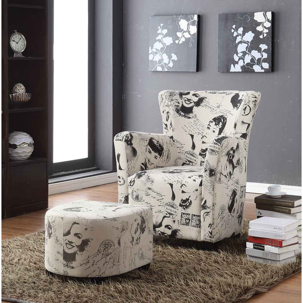 CHAIR & OTTOMAN - MARILYN MONROE PRINT 2 CHAIR & OTTOMAN - MARILYN MONROE PRINT 2