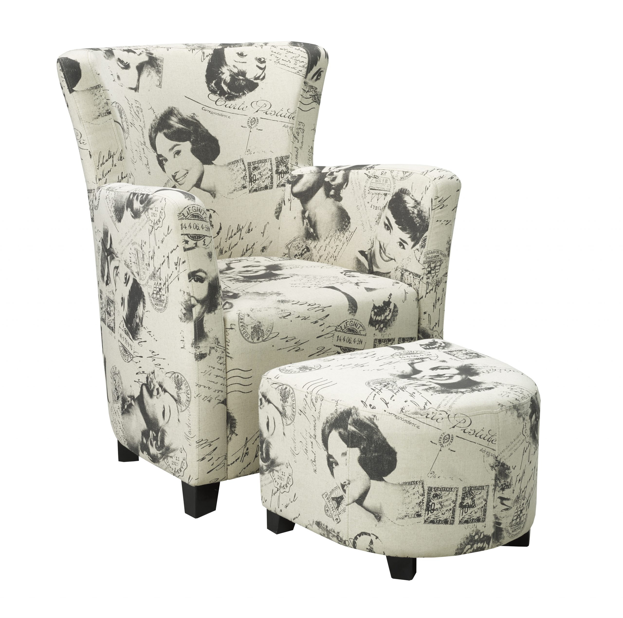 CHAIR & OTTOMAN - MARILYN MONROE PRINT CHAIR & OTTOMAN - MARILYN MONROE PRINT